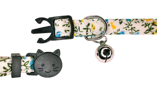 Blue Floral Cat Collar Duo