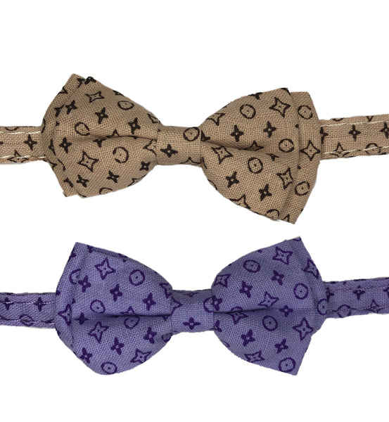 LV Inspired Print Cat Collar Duo with Purple